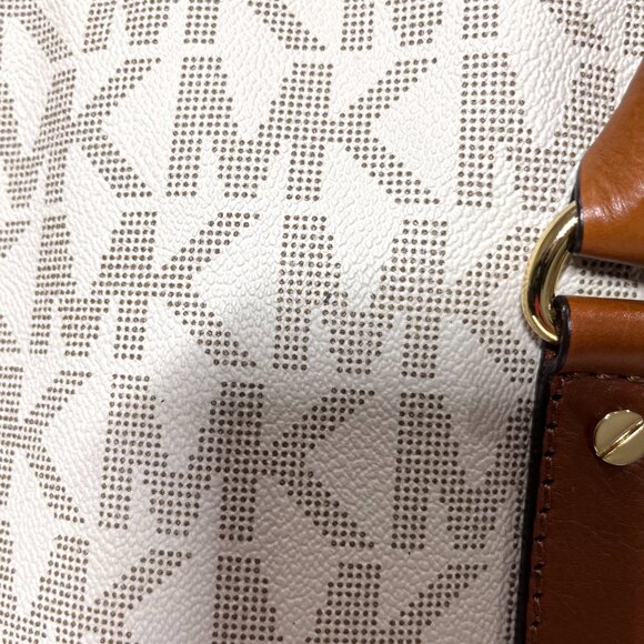 MICHAEL KORS Hamilton Large Saffiano Leather Logo Satchel - White Coated Canvas - Picture 6 of 15